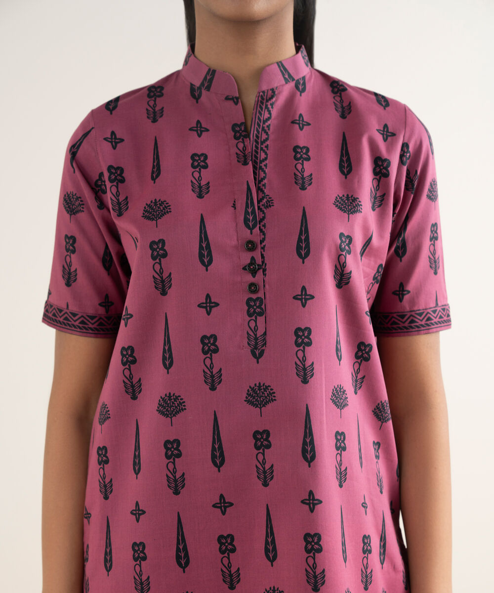 Women's Unstitched Lawn Printed Pink 2 Piece Suit