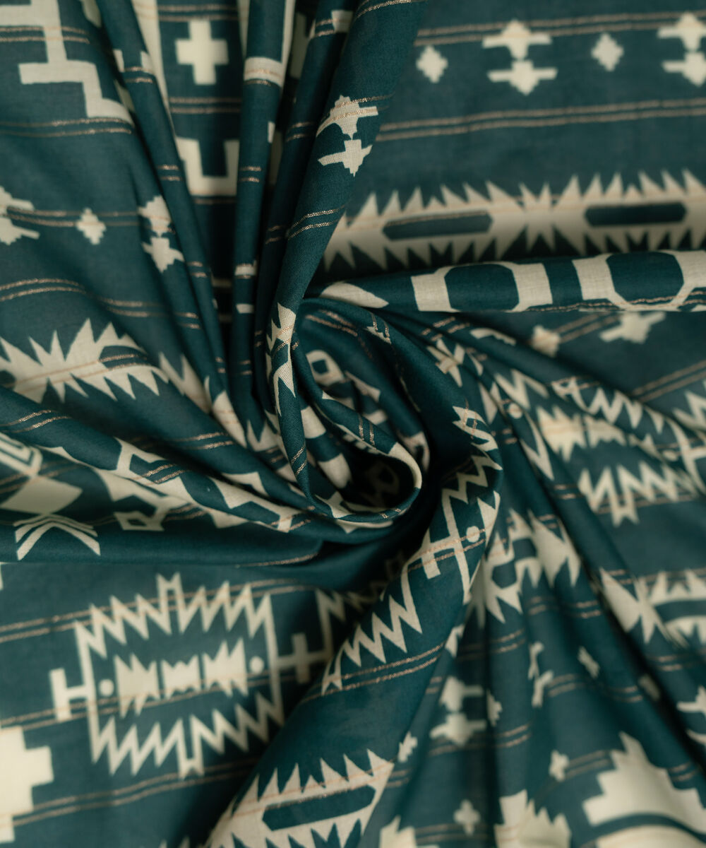 Zari Lawn Printed Teal Dupatta