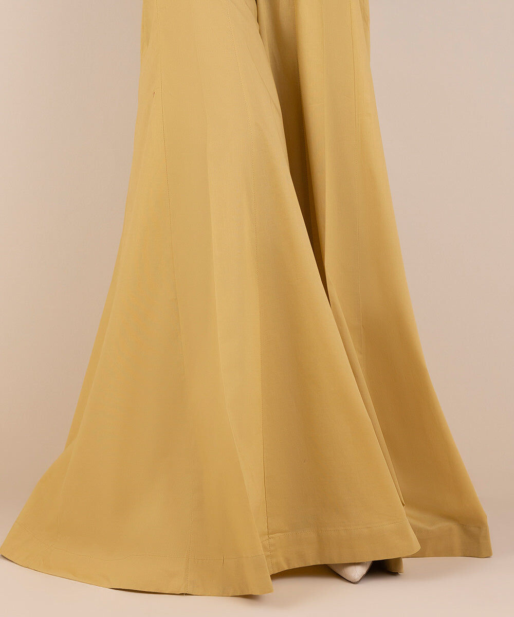 Woman - Yellow Solid Cambric Sharara