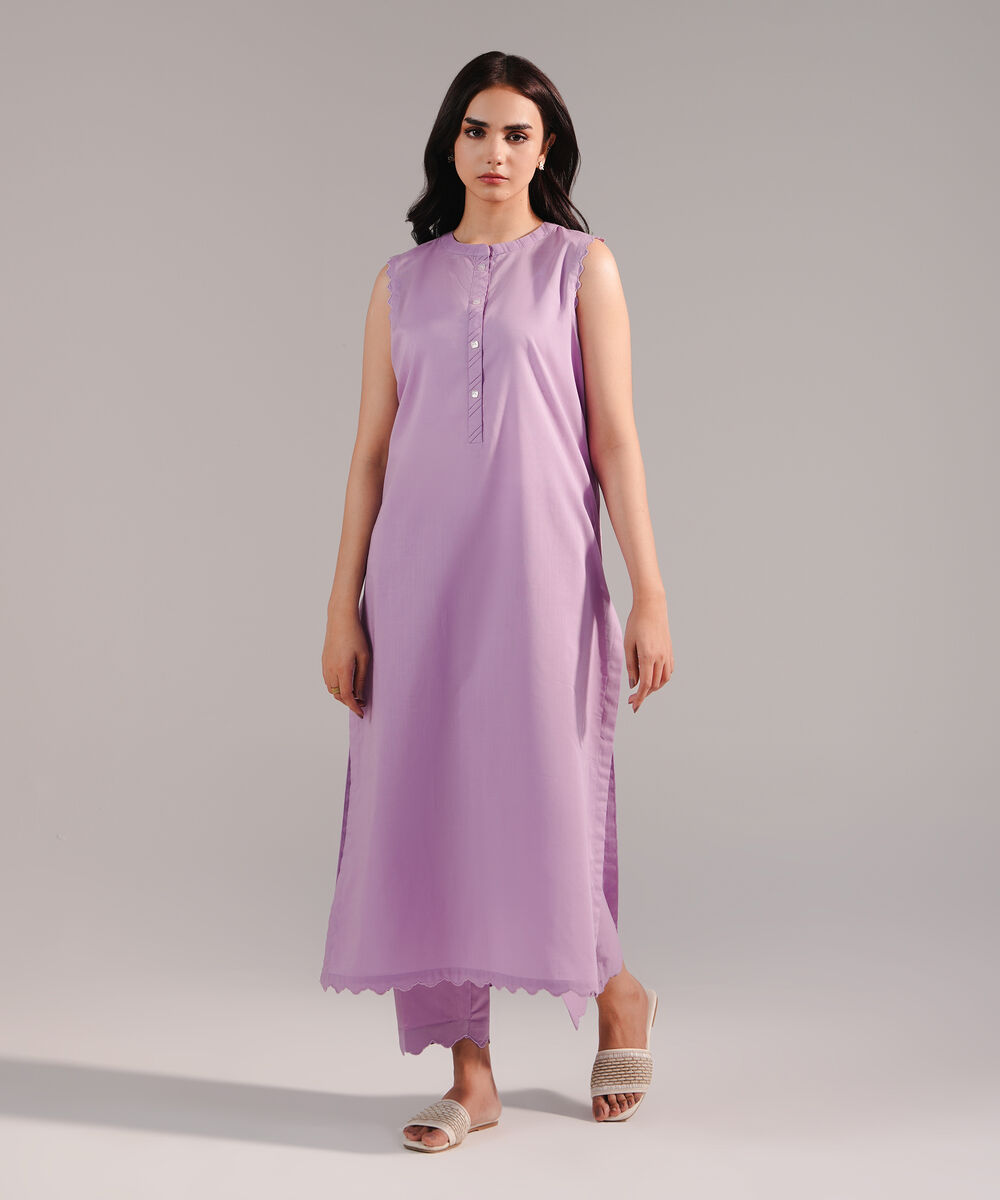 Women's RTW Crosshatch Solid Lilac Straight Shirt
