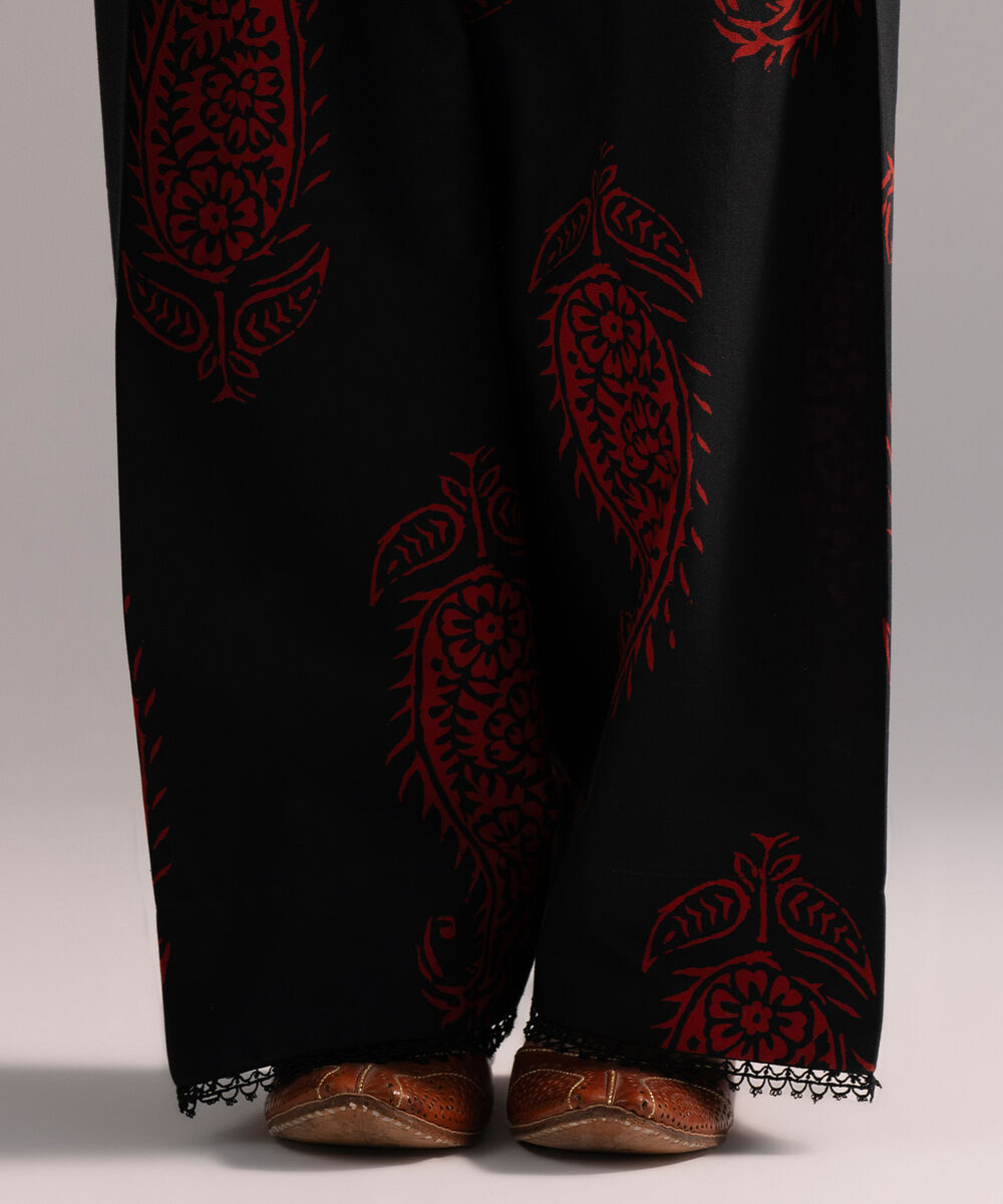 Women's RTW Cambric Printed Black Farshi Shalwar