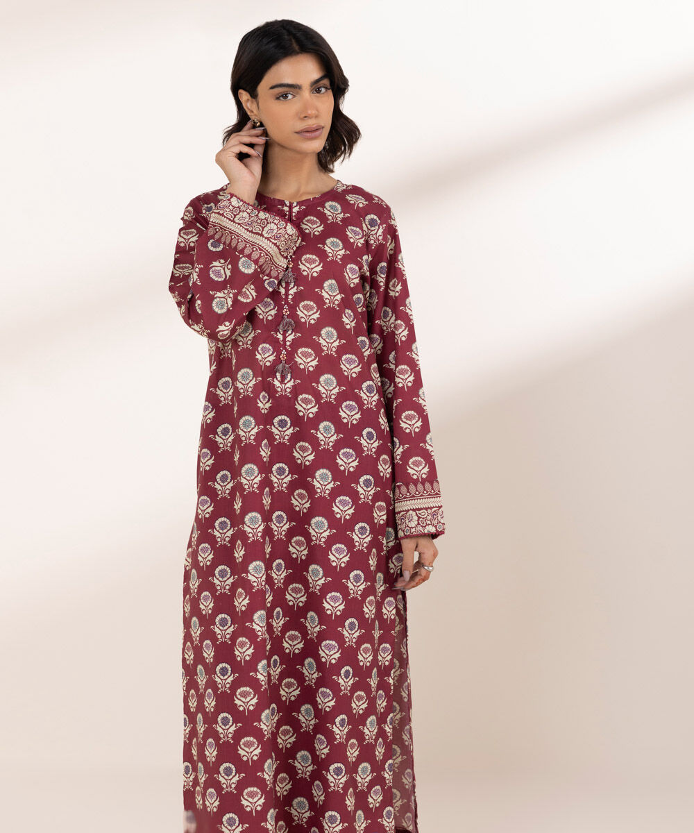 Women's RTW Cross Hatch Red Printed A-Line Shirt