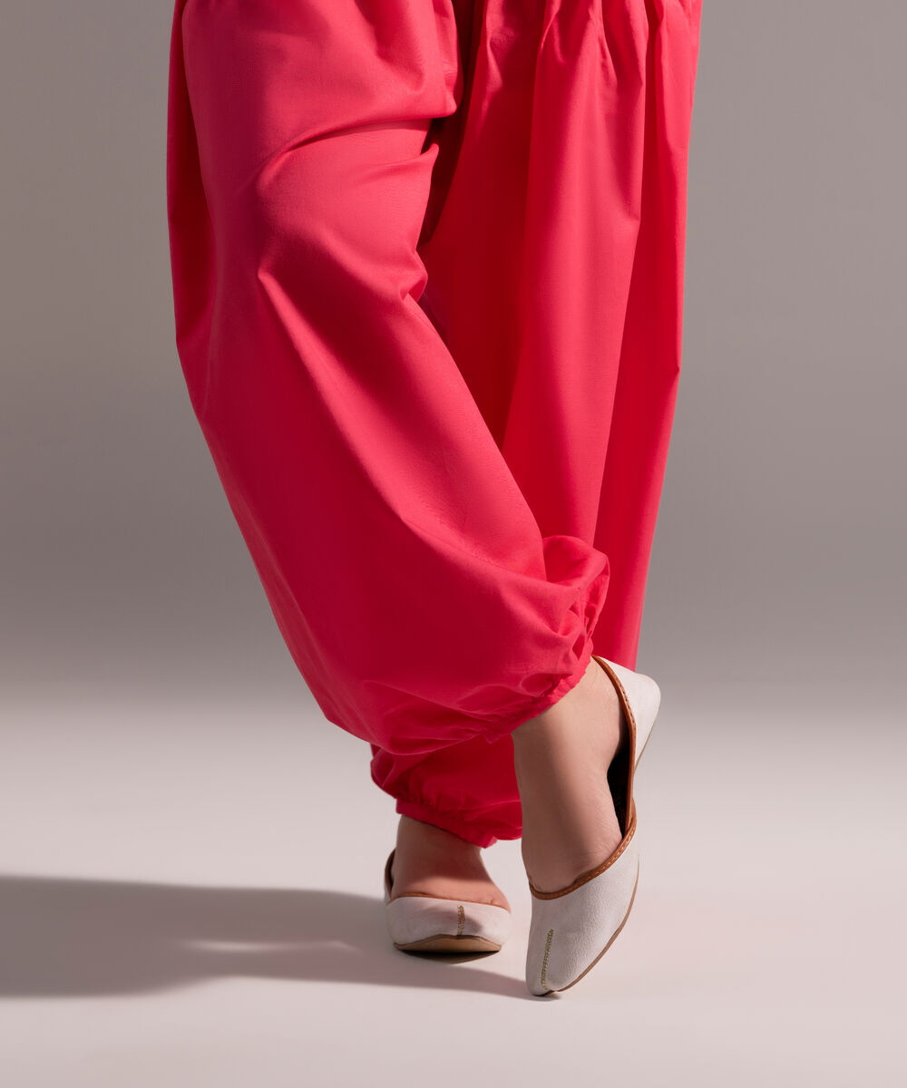 Women's RTW Cambric Solid Pink Balloon Pants