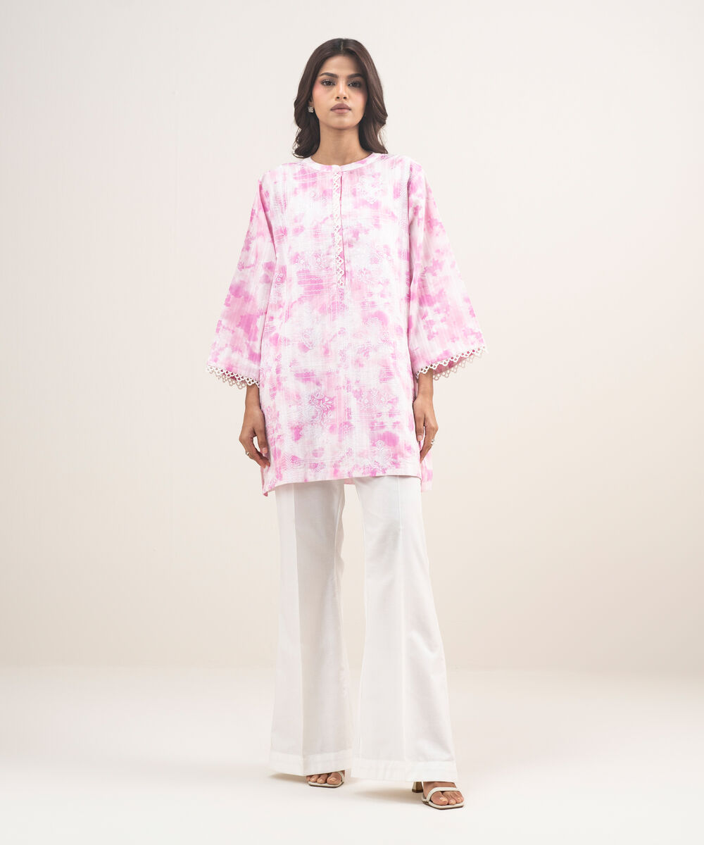 Women's RTW Leno Kara Embroidered Pink Straight Shirt