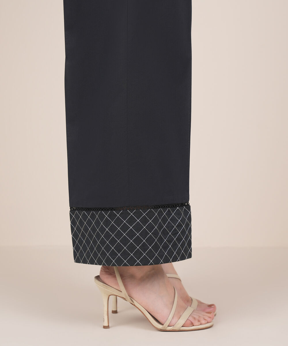 Women's RTW Cambric Black Solid Culottes