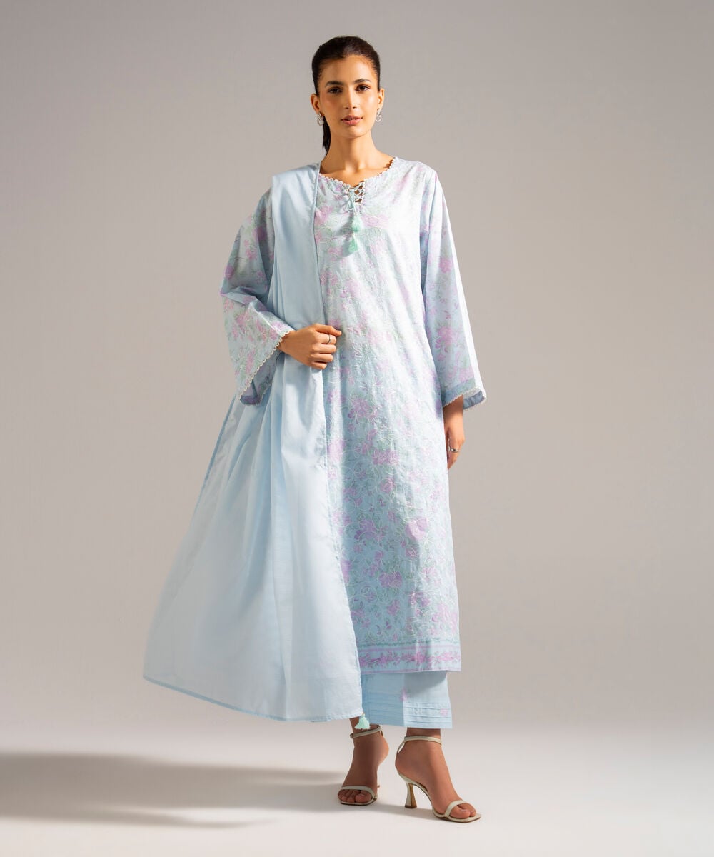Textured Voile Solid Blue Dupatta