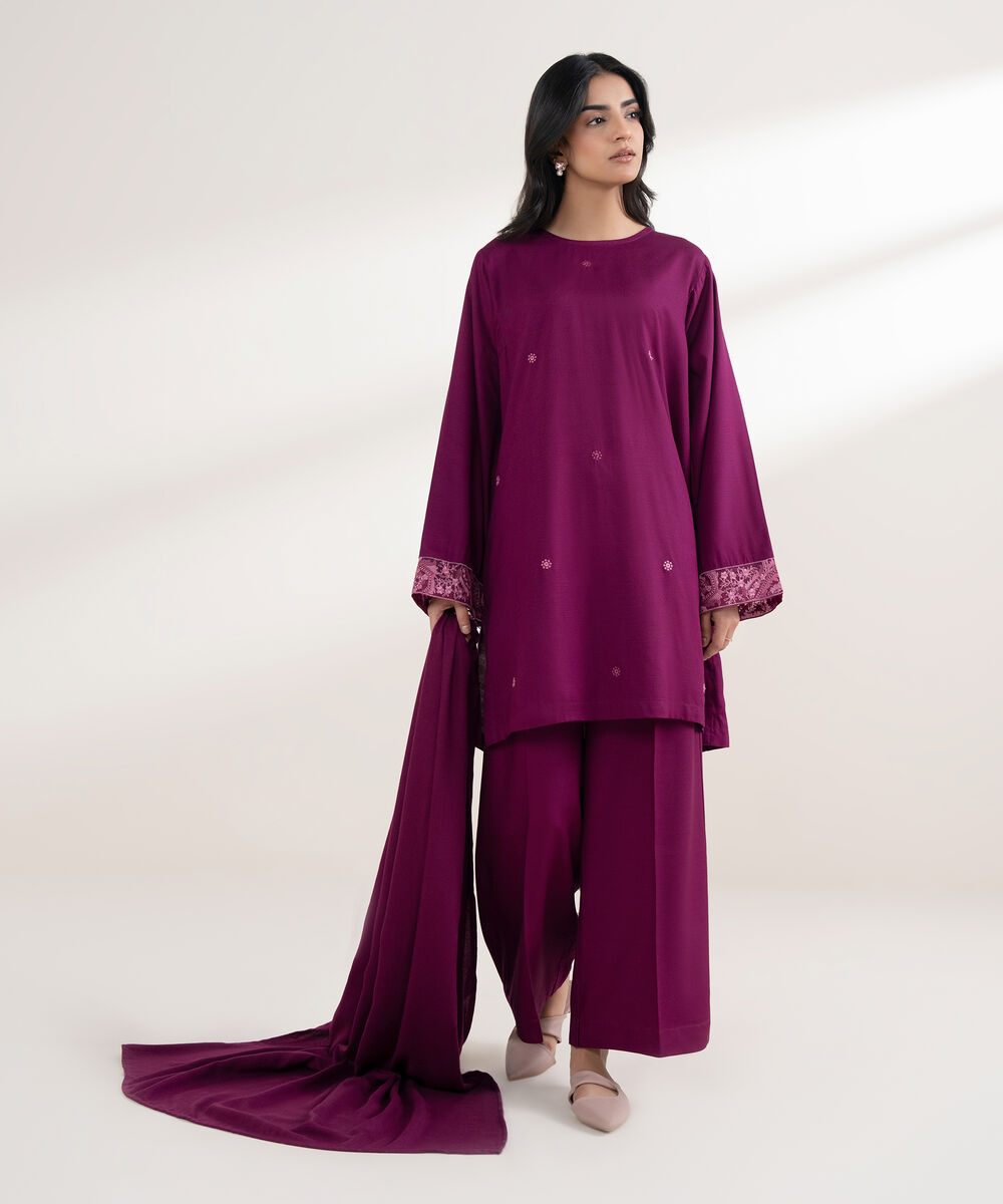 Dobby Solid Purple Dupatta