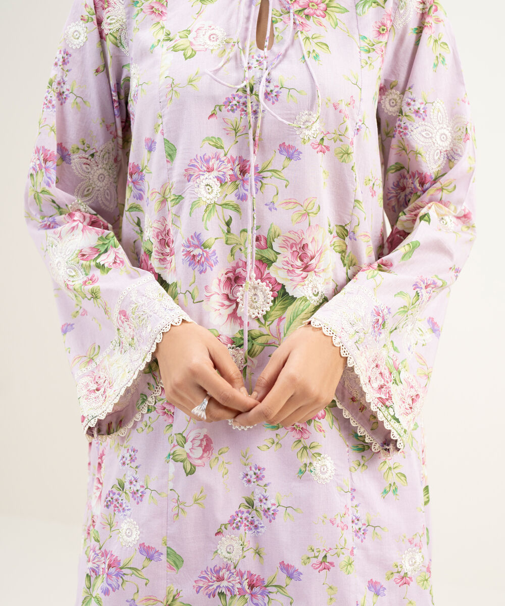 Women's RTW Lawn Embroidered Lilac 3 Piece Suit