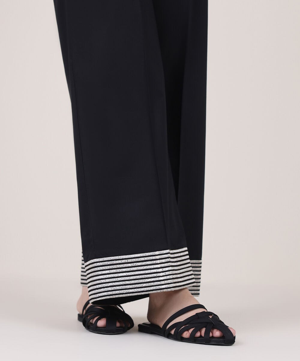 Women's RTW Cambric Black Embroidered Culottes