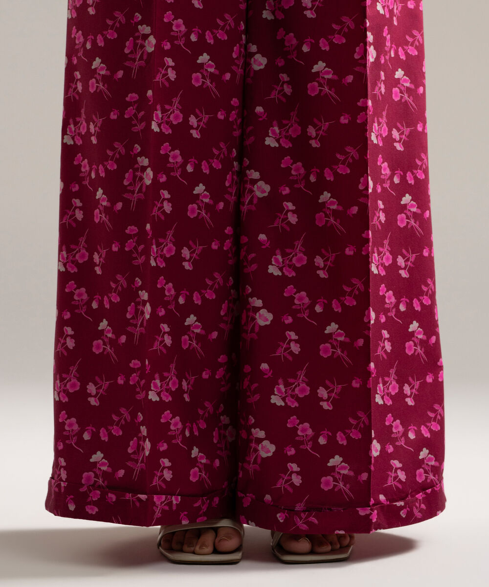Women's RTW Cambric Printed Plum Flared Pants