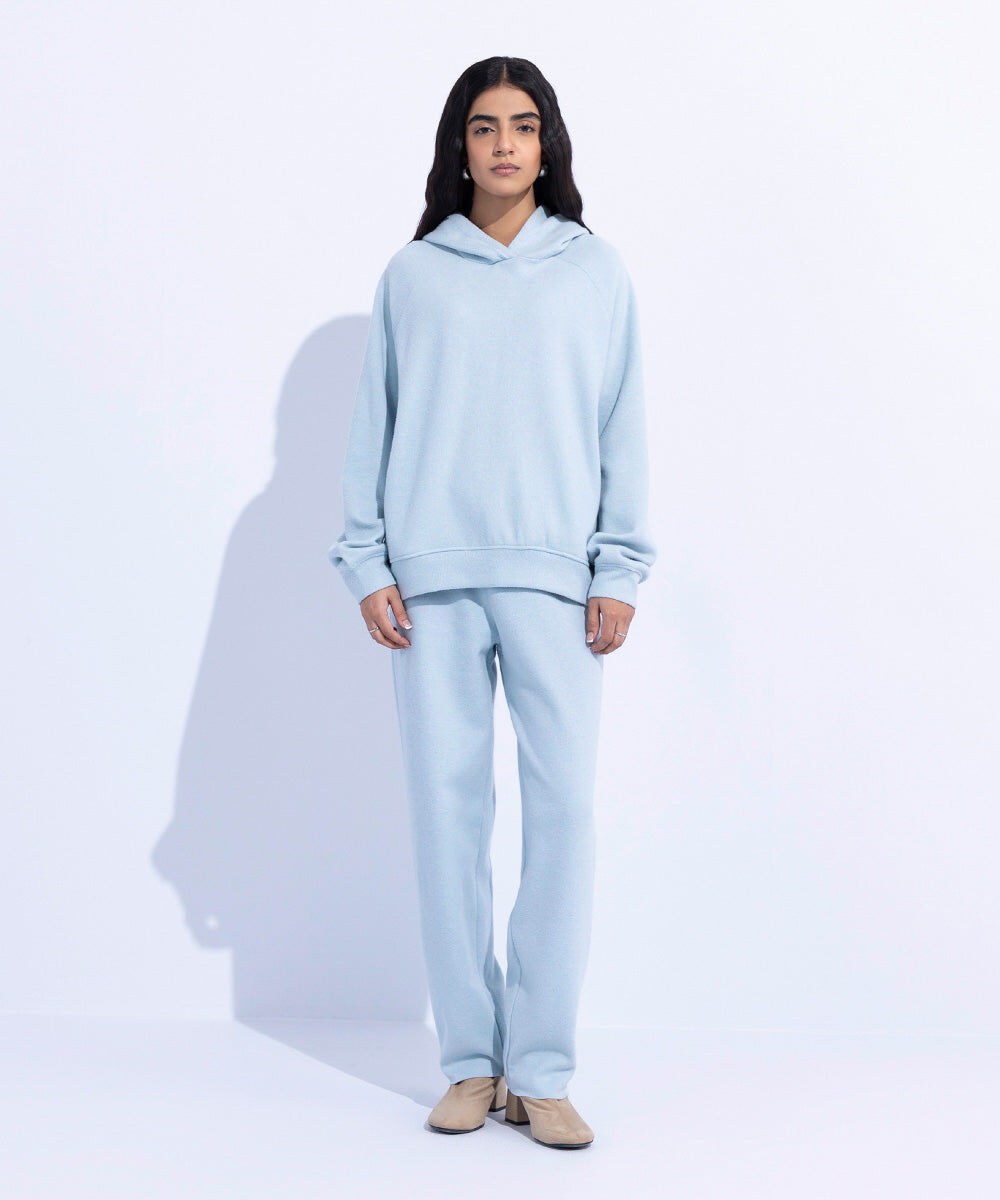Woman - Blue Ribbed Hoodie