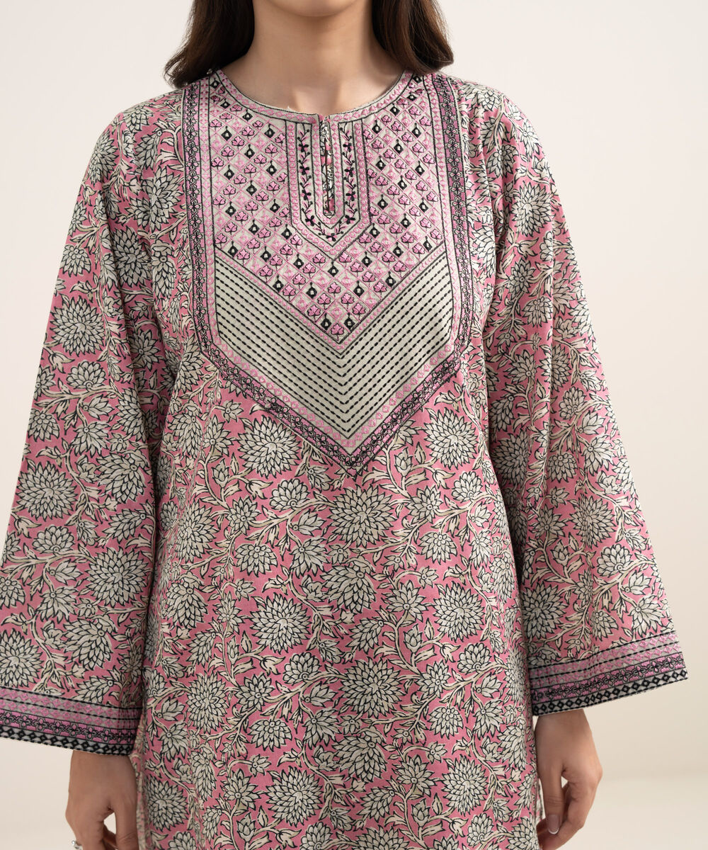 Women's RTW Dobby Embroidered Pink 2 Piece Suit