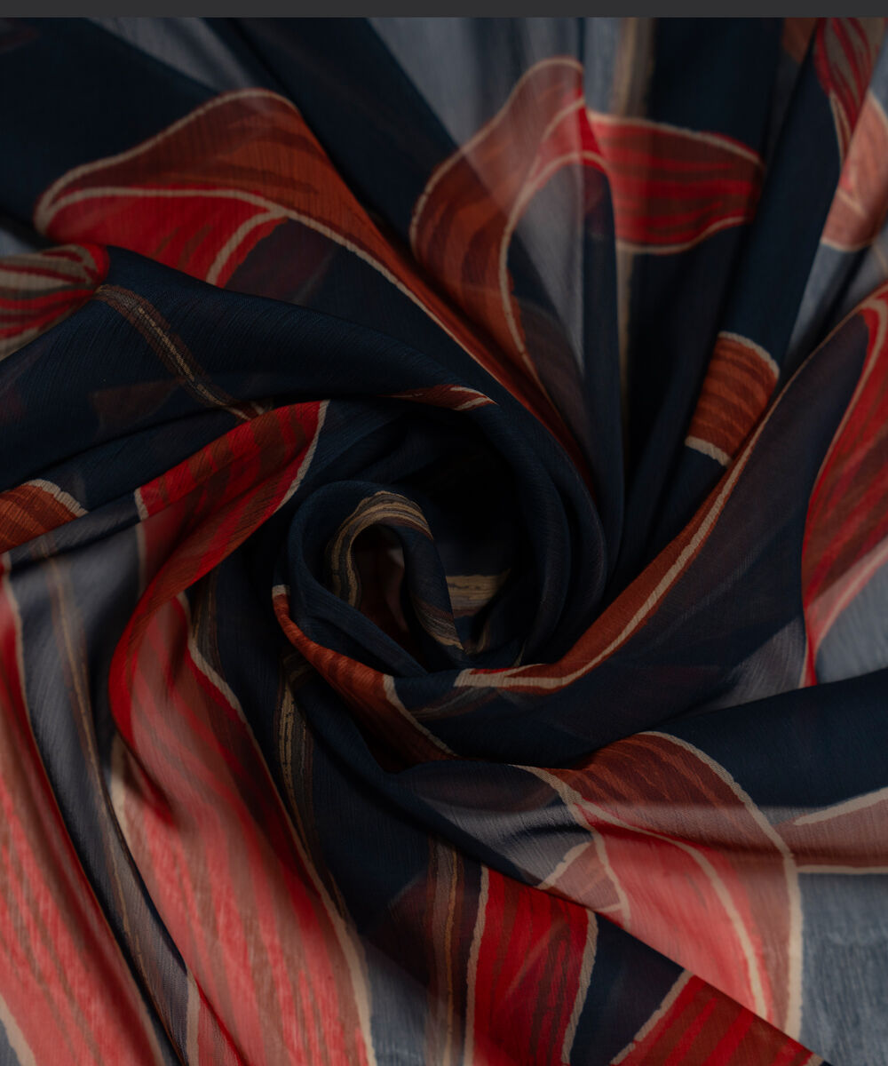 Poly Chiffon Printed Blue Dupatta