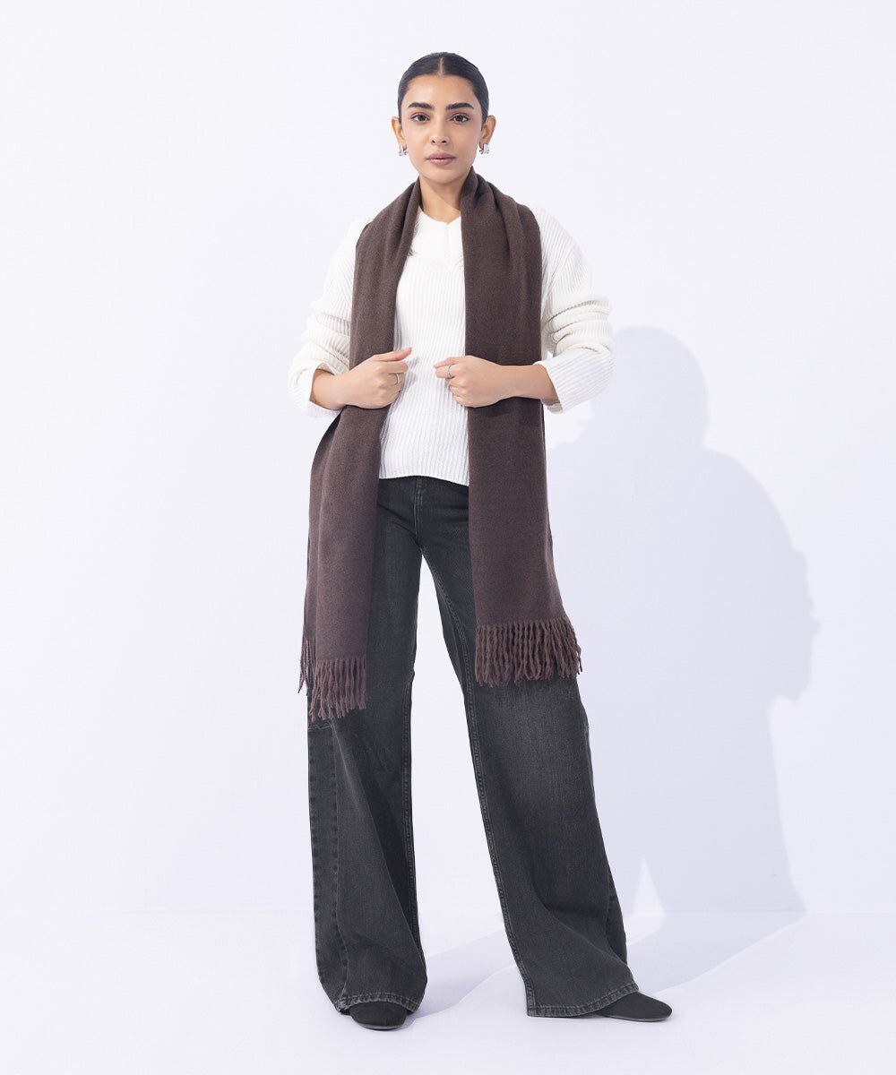 Woman - Brown Soft Woven Scarf
