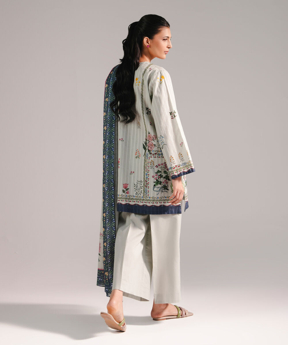 Women's RTW Leno Kara Printed Grey 3 Piece Suit