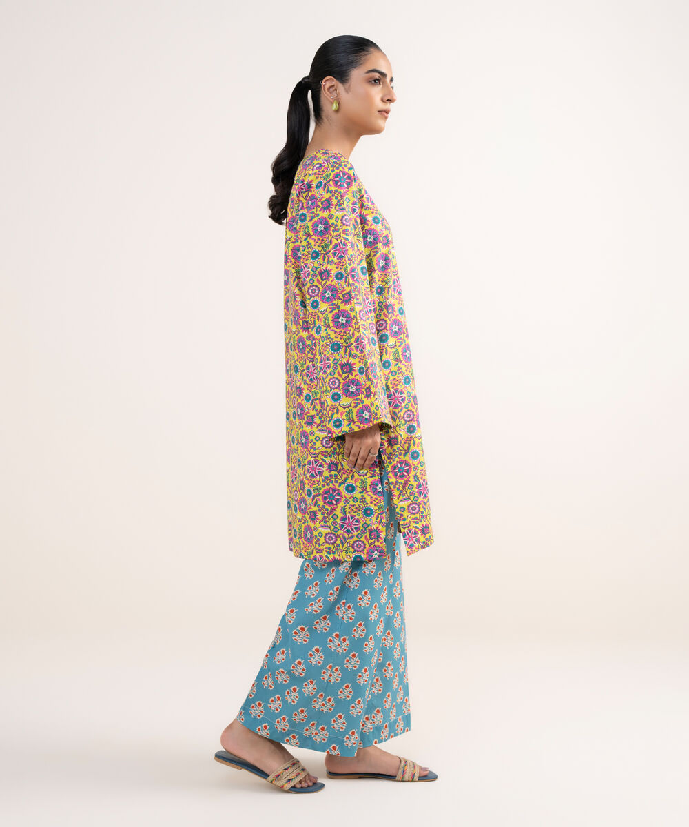 Women's RTW Lawn Viscose Lime Green Printed Straight Shirt