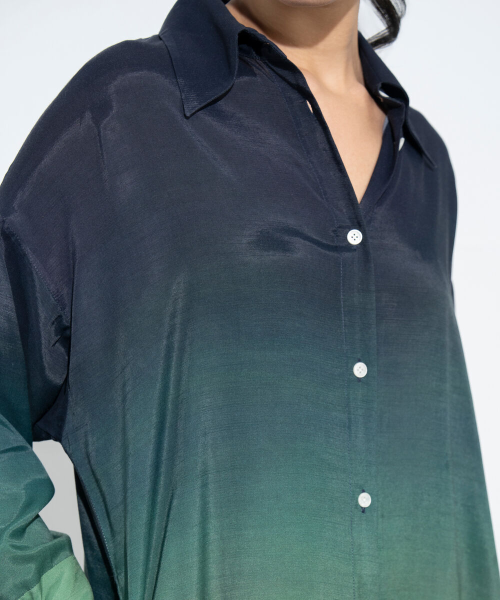 Women's Western Multi Ombre Print Shirt Dress