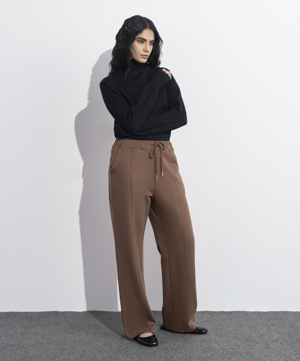 Women's Western Wear Light Brown Interlock Pull-On Trousers