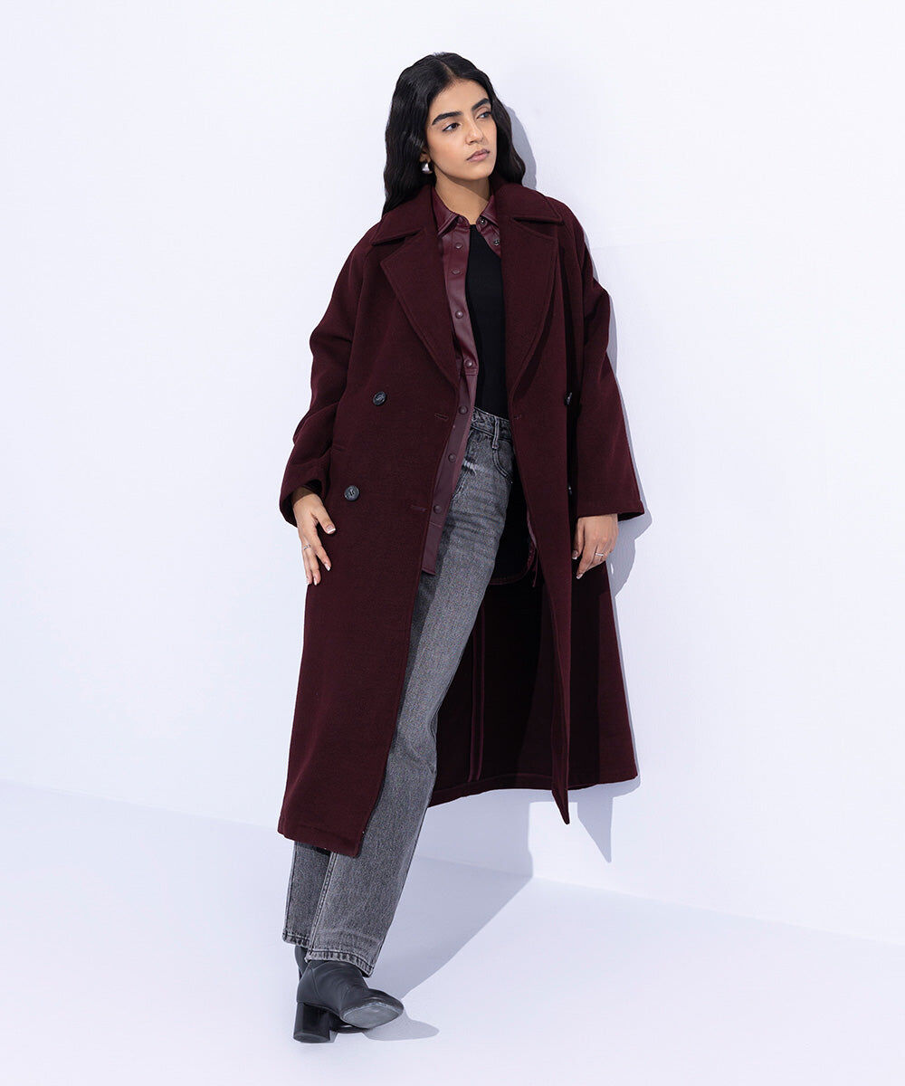 Woman - Red Oversized Raglan Coat