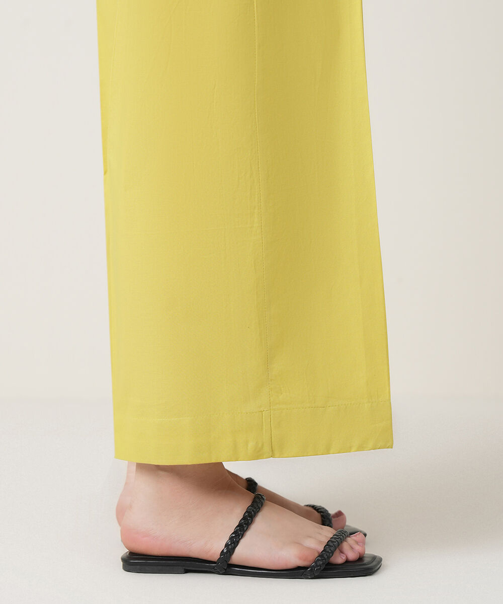 Women's RTW Cambric Yellow Solid Trousers