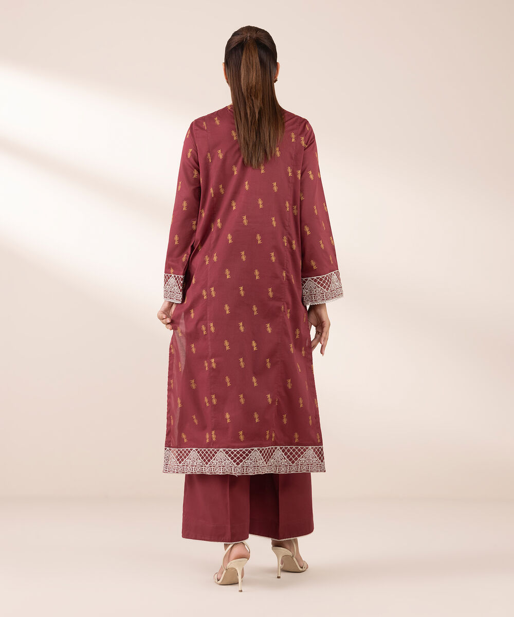 Women's RTW Lawn Red Embroidered A-Line Shirt
