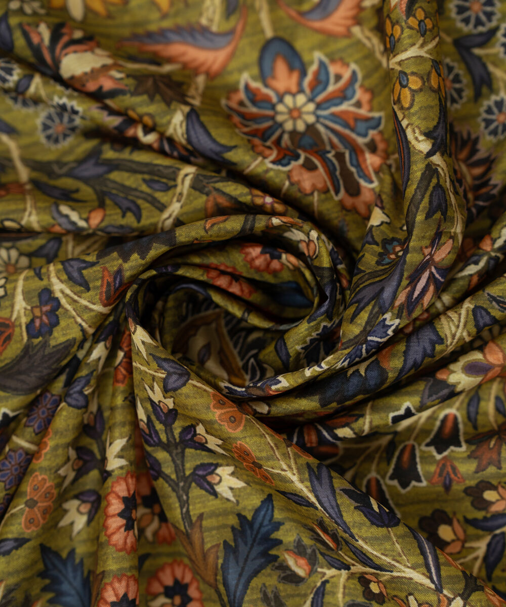 Tussar Silk Printed Green Dupatta
