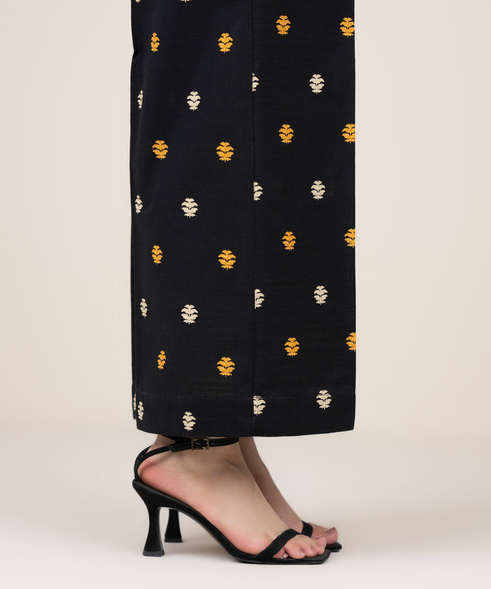 Women's RTW Khaddar Printed Black Culottes