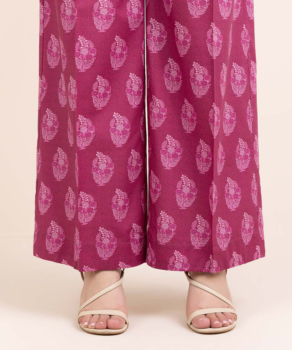 Woman - Pink Printed Cambric Culottes