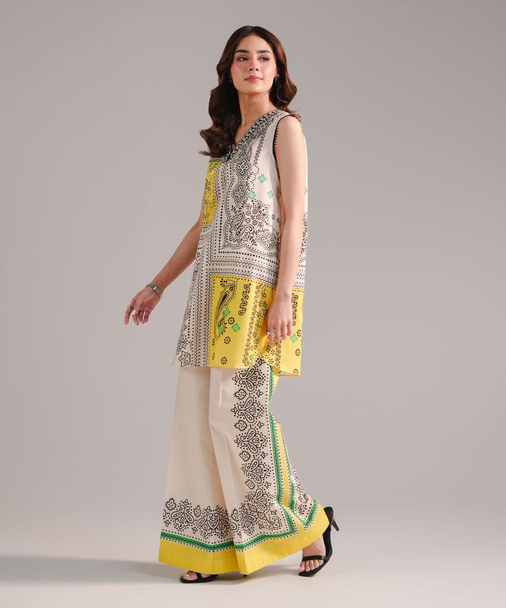 Women's RTW Lawn Printed Off White Straight Shirt