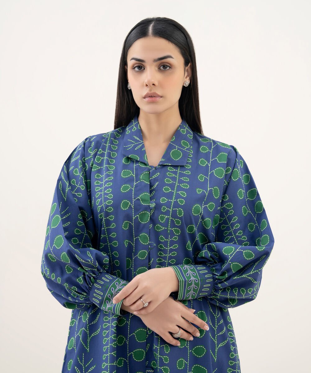 Women's Unstitched Lawn Printed Blue 2 Piece Suit