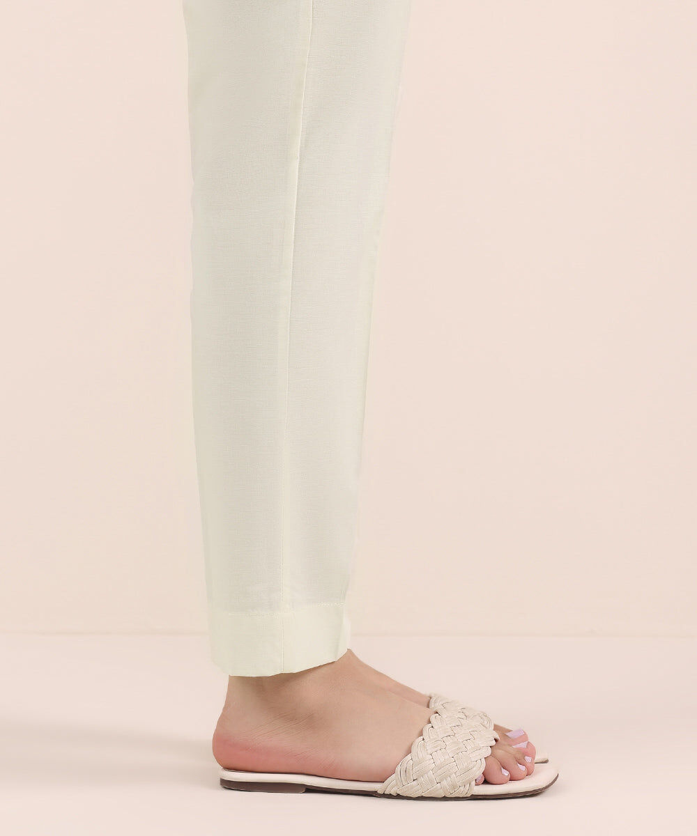 Women's Pret Cambric Off White Dyed Cigarette Pants