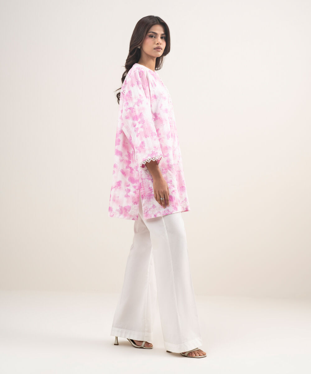 Women's RTW Leno Kara Embroidered Pink Straight Shirt