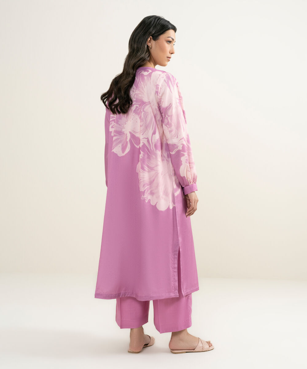 Women's RTW Blended Grip Silk Printed Pink 2 Piece Suit