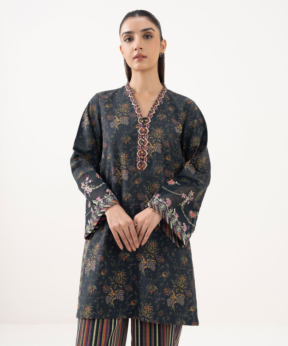 Women's Unstitched Light Khaddar Embroidered Multi 2 Piece Suit