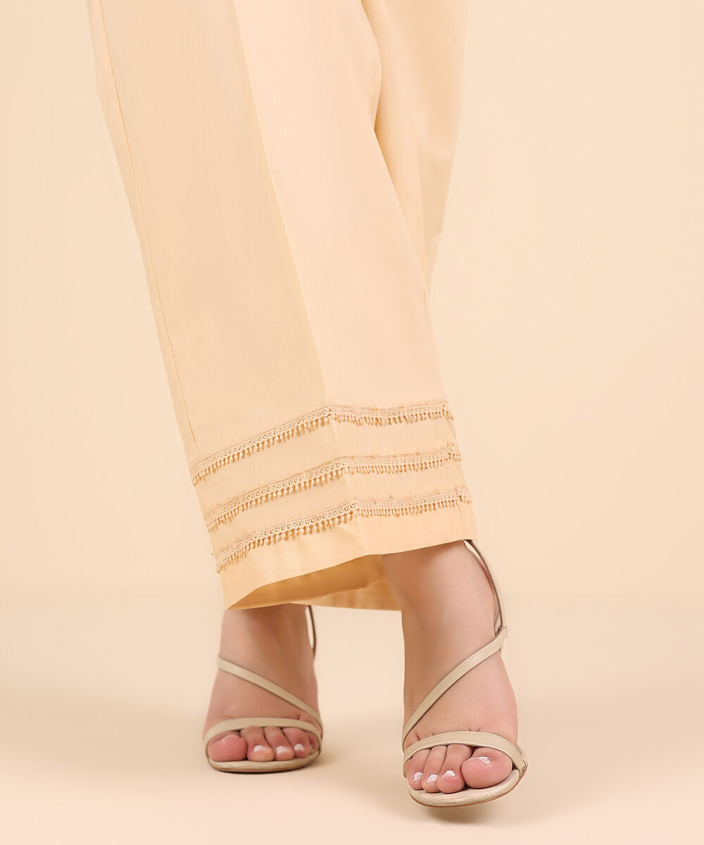 Women's Pret Cambric Off White Solid Culottes