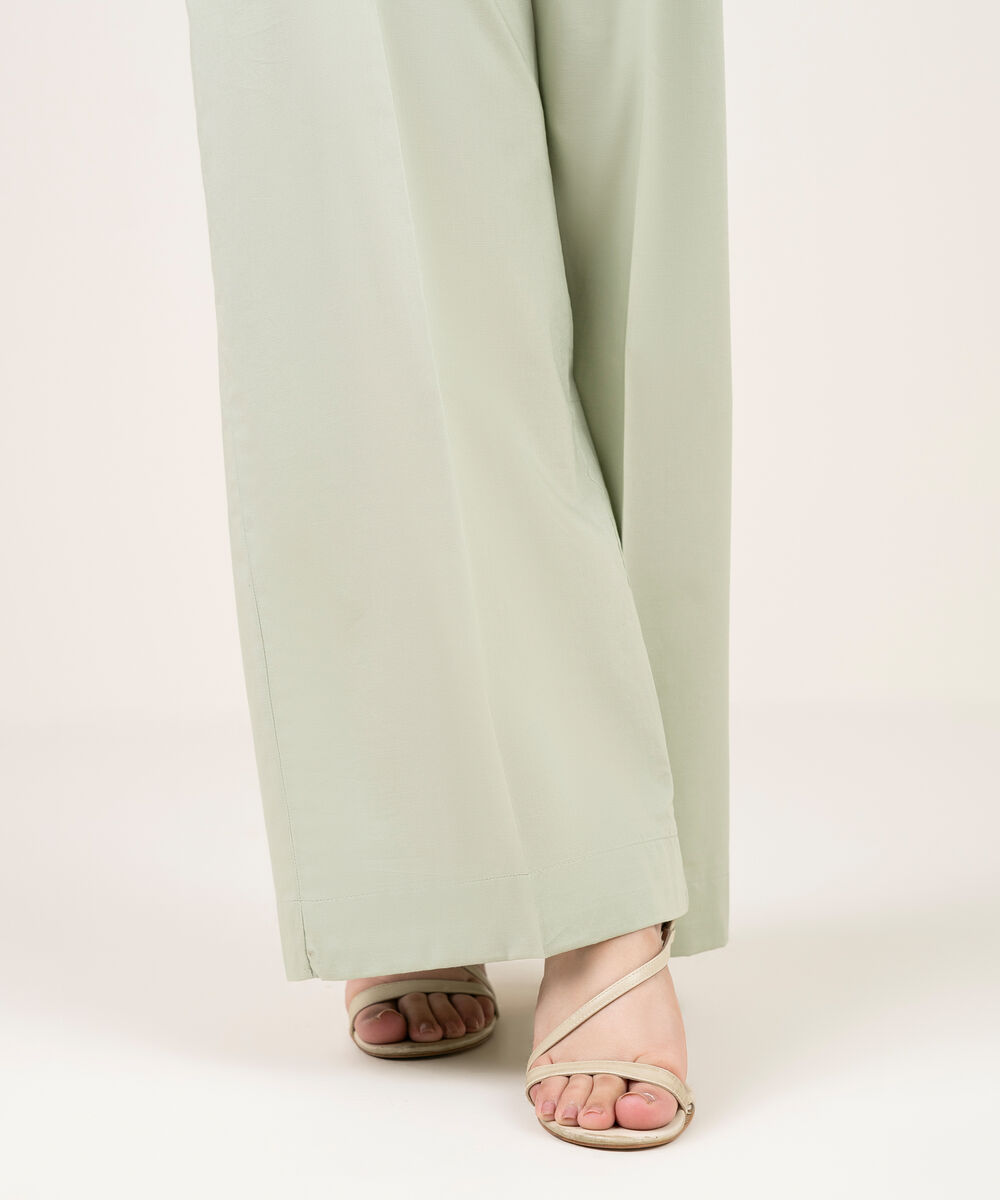 Women's RTW Cambric Solid Mint Green Culottes