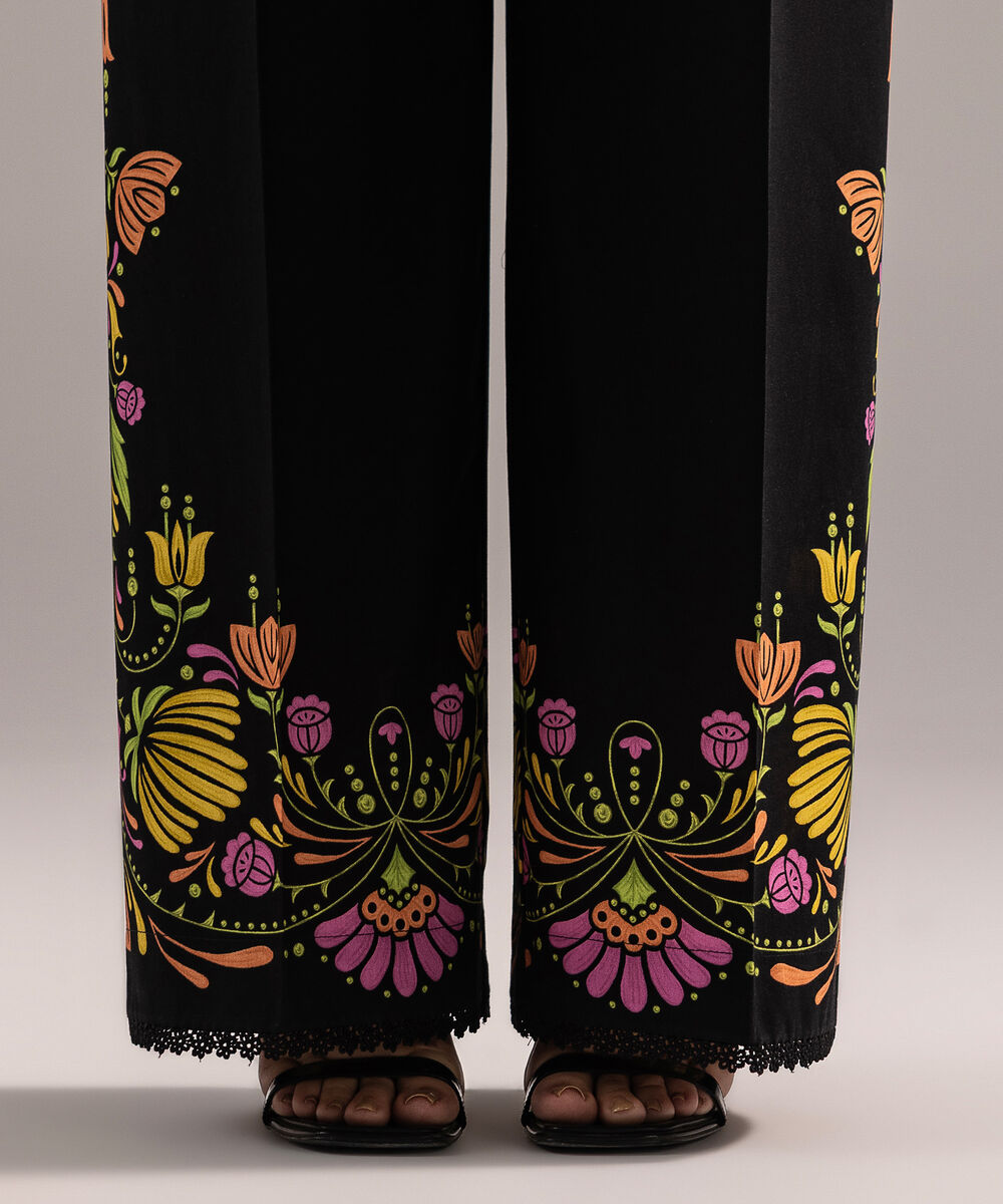 Women's RTW Cambric Printed Black Culottes