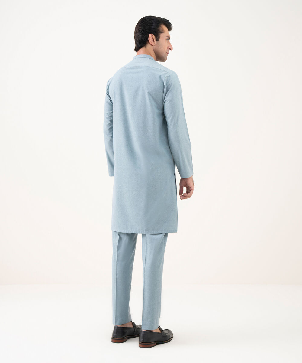 Men's Viscose Plain Sky Blue Kurta Trousers