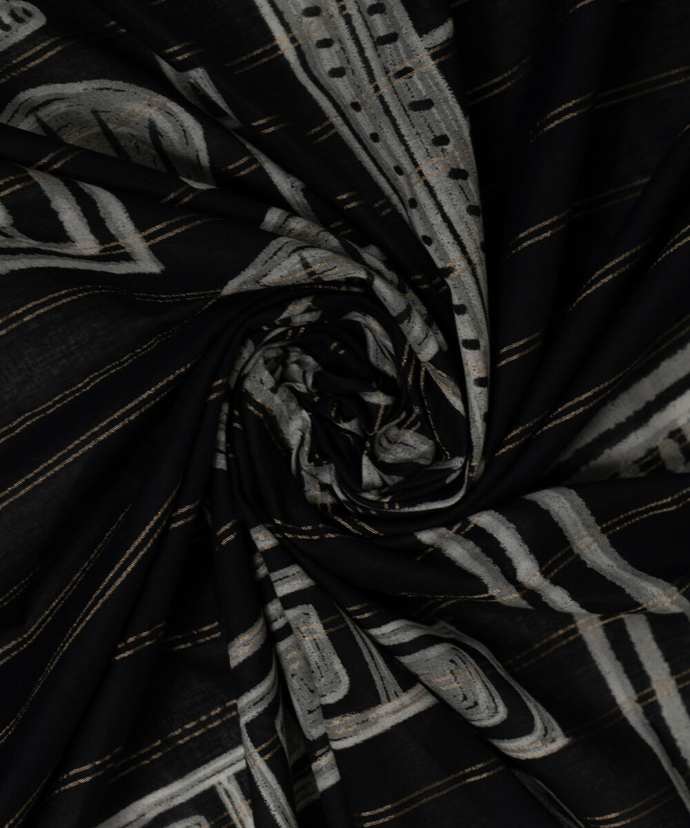 Zari Cotton Printed Black Dupatta