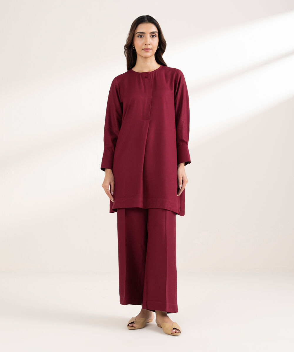 Women's RTW Bedford Solid Purple Straight Shirt