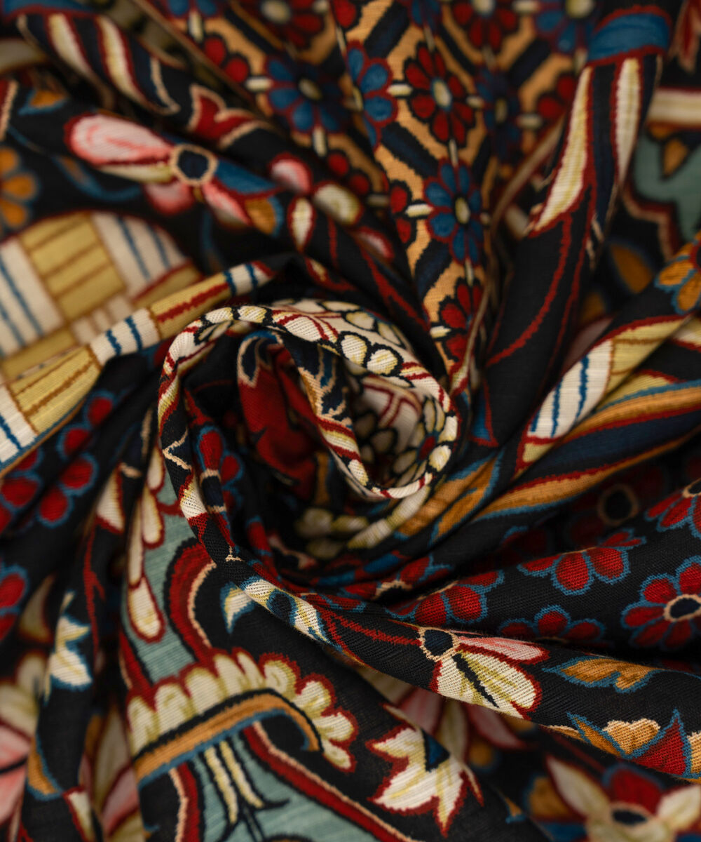 Cotton Printed Black Dupatta