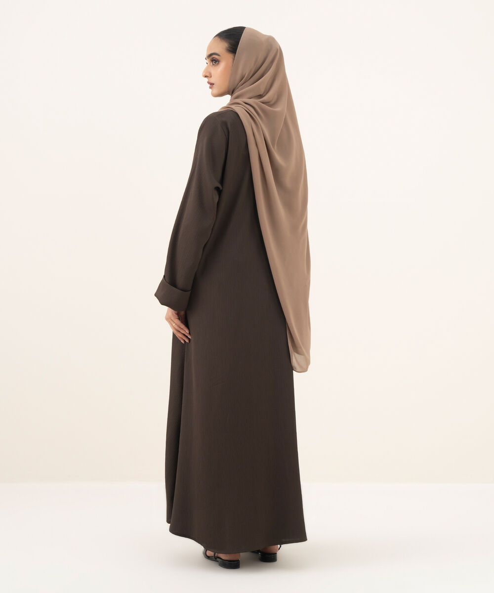 Women's olive button through Abaya