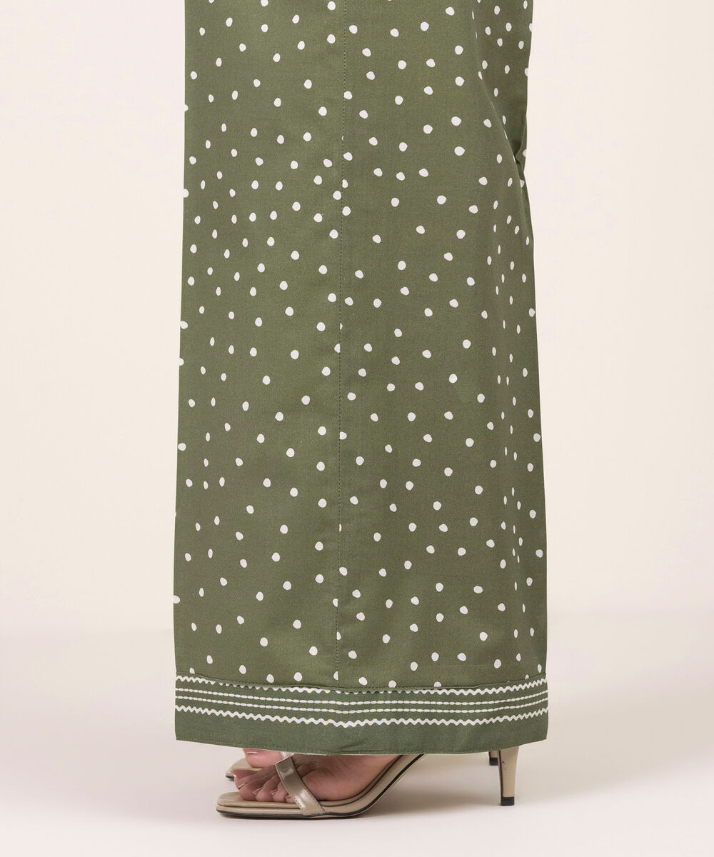 Women's RTW Lawn Printed Green Culottes