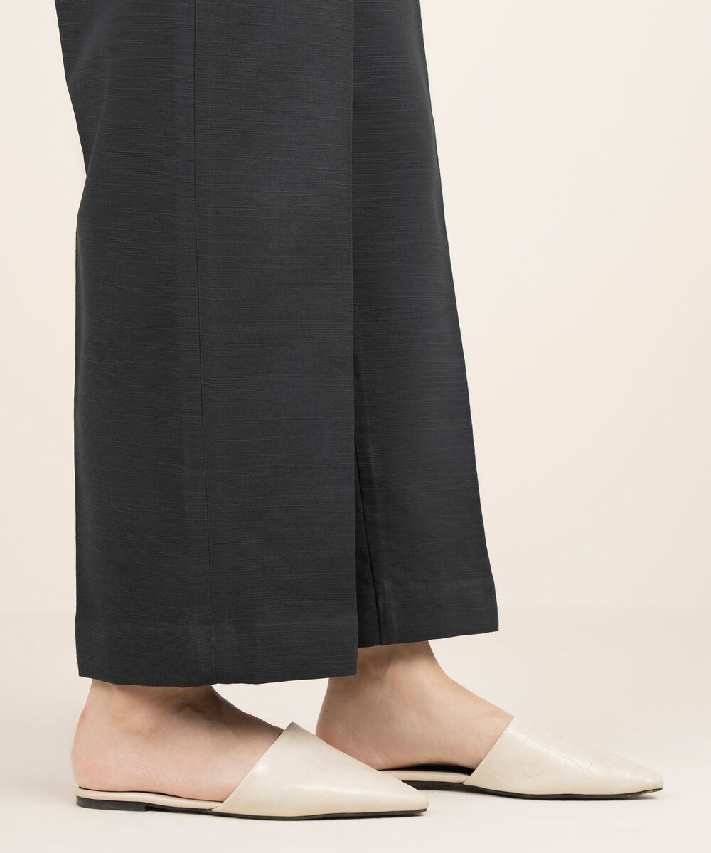 Women's Khaddar Printed Black Unstitched Trousers Fabric