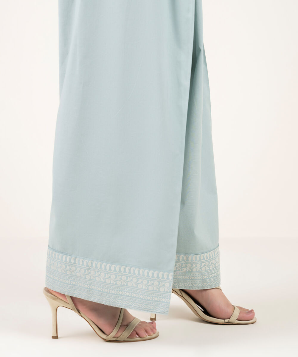 Women's RTW Cambric Solid Blue Farshi Shalwar