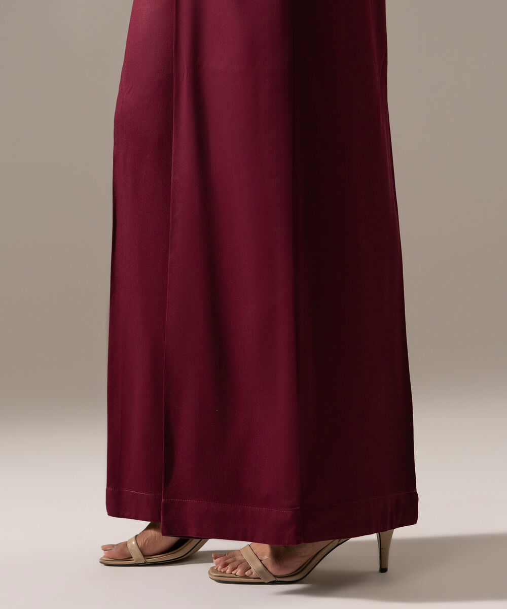 Women's RTW Bedford Solid Plum Flared Pants