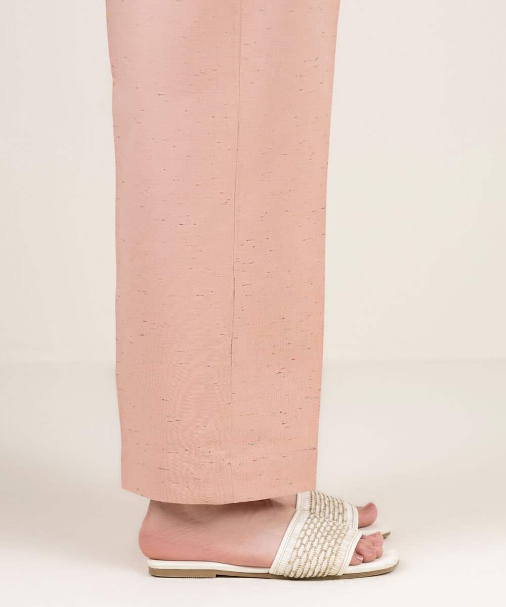 Women's RTW Multi Neps Solid Pink Straight Pants