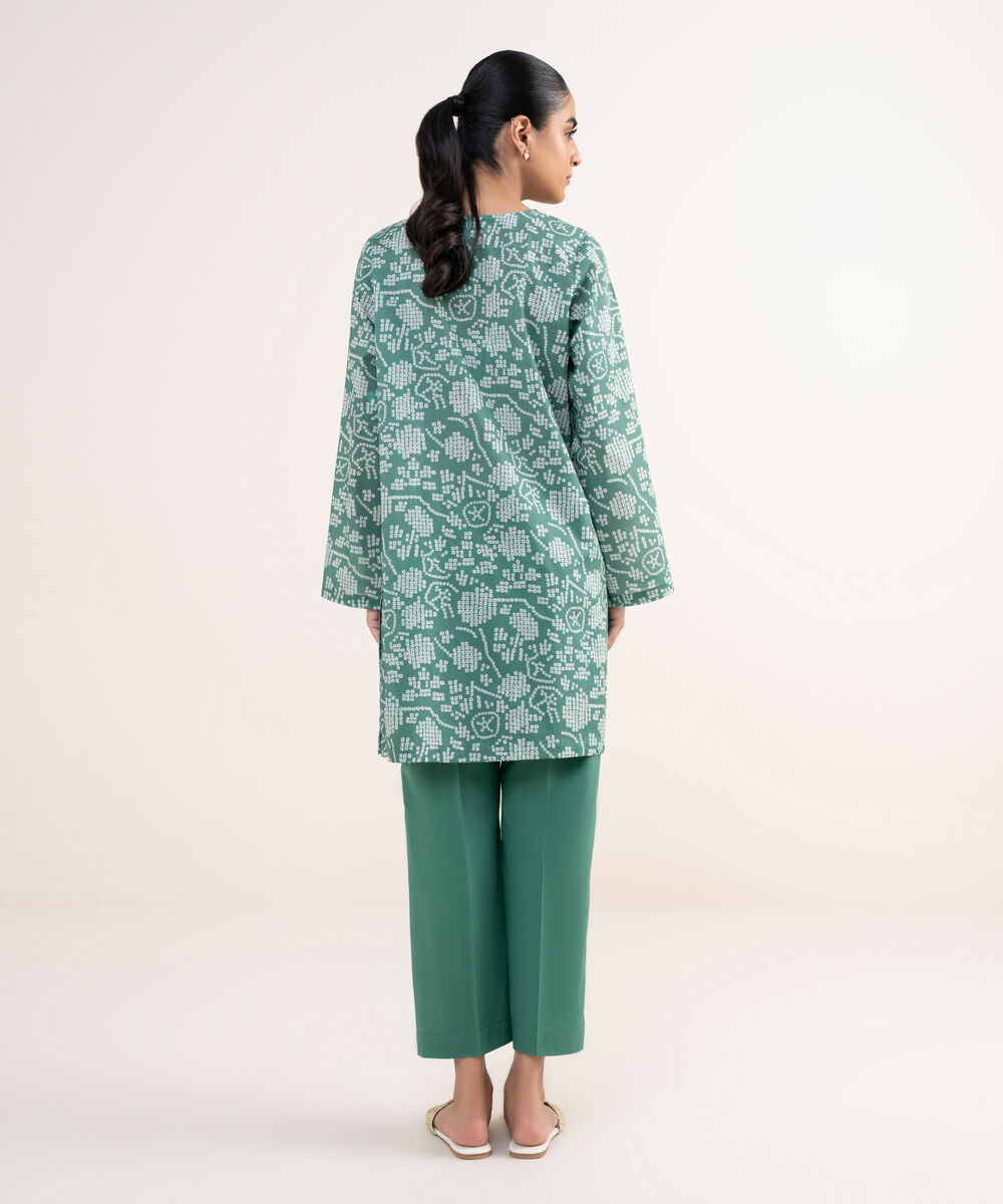 Women's RTW Lawn Green Embroidered A-Line Shirt