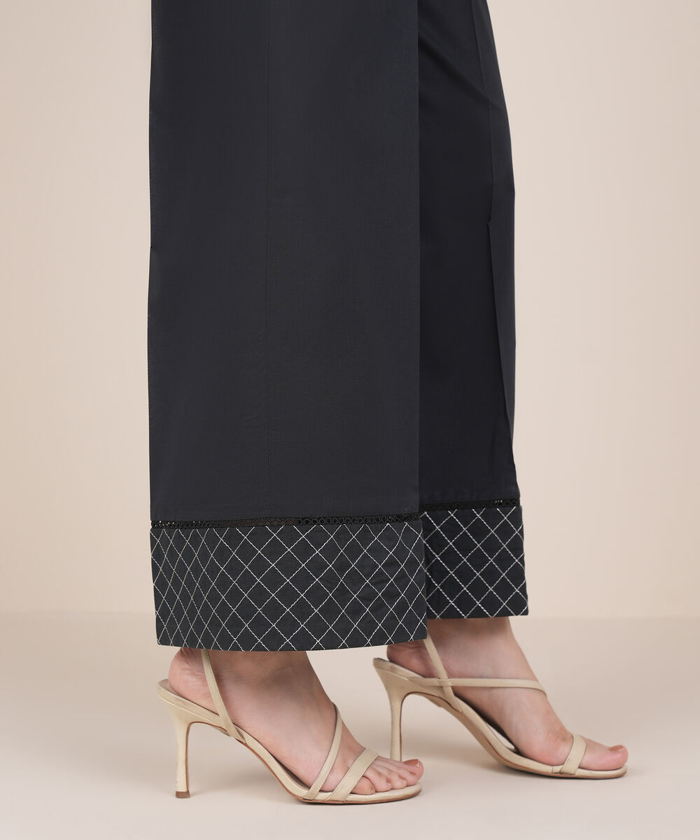 Women's RTW Cambric Black Solid Culottes