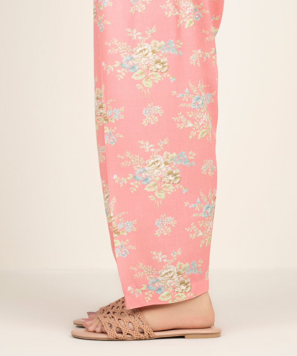 Women's RTW Arabic Cambric Printed Pink Shalwar